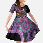 Inspirational Fight Cancers In All Color Personalised Kid Short Sleeve Dress Dragonfly Aboriginal Art