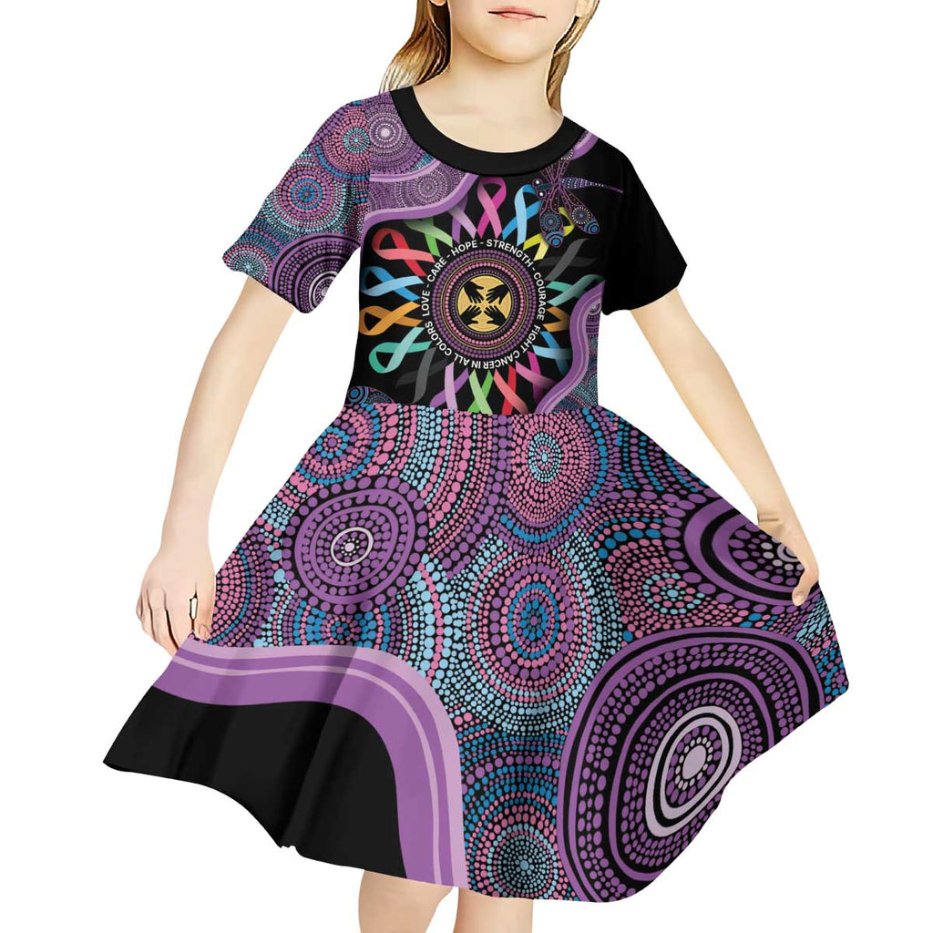 Inspirational Fight Cancers In All Color Personalised Kid Short Sleeve Dress Dragonfly Aboriginal Art