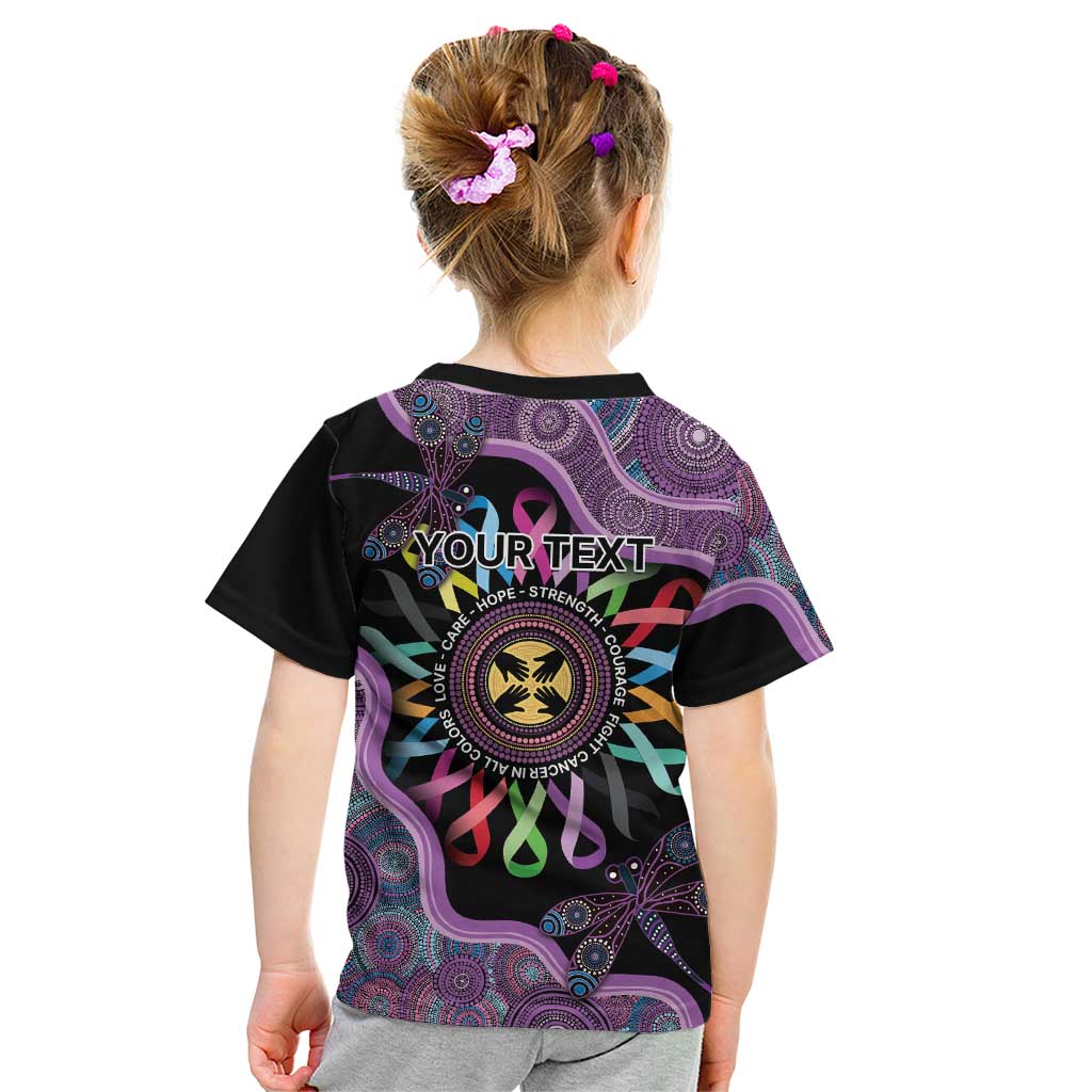 Inspirational Fight Cancers In All Color Personalised Kid T Shirt Dragonfly Aboriginal Art