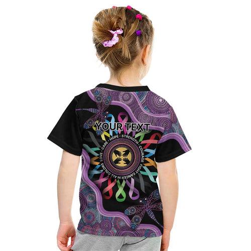 Inspirational Fight Cancers In All Color Personalised Kid T Shirt Dragonfly Aboriginal Art