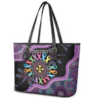 Inspirational Fight Cancers In All Color Personalised Leather Tote Bag Dragonfly Aboriginal Art
