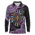 Inspirational Fight Cancers In All Color Personalised Long Sleeve Polo Shirt Dragonfly Aboriginal Art