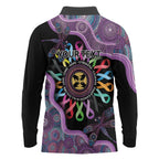 Inspirational Fight Cancers In All Color Personalised Long Sleeve Polo Shirt Dragonfly Aboriginal Art