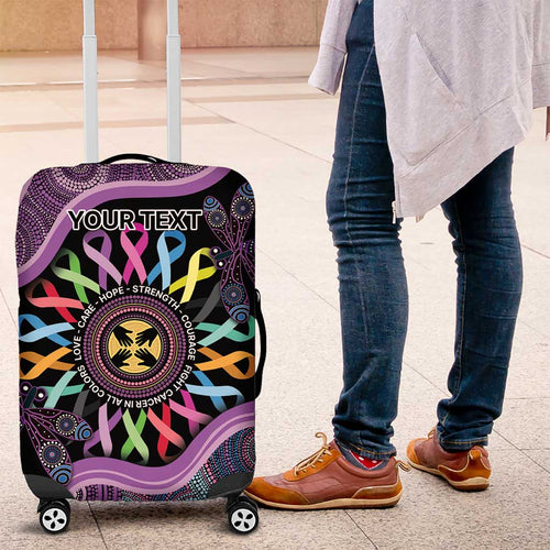 Inspirational Fight Cancers In All Color Personalised Luggage Cover Dragonfly Aboriginal Art