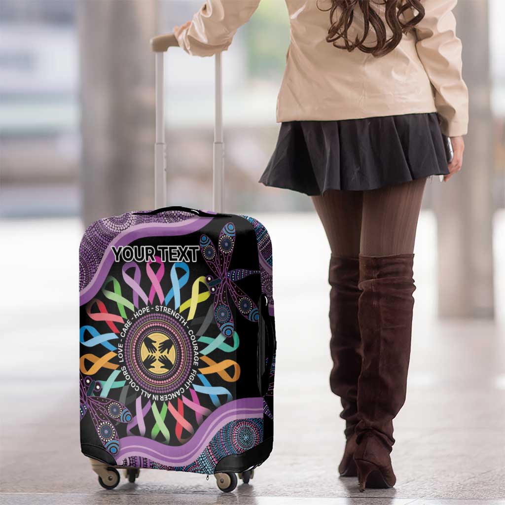 Inspirational Fight Cancers In All Color Personalised Luggage Cover Dragonfly Aboriginal Art