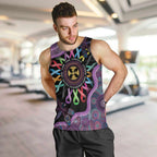 Inspirational Fight Cancers In All Color Personalised Men Tank Top Dragonfly Aboriginal Art
