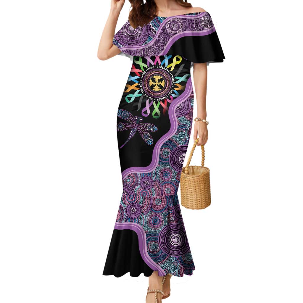 Inspirational Fight Cancers In All Color Personalised Mermaid Dress Dragonfly Aboriginal Art