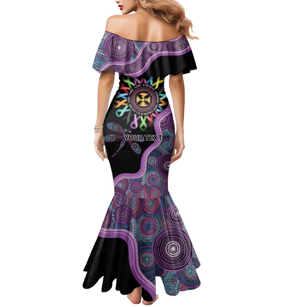 Inspirational Fight Cancers In All Color Personalised Mermaid Dress Dragonfly Aboriginal Art