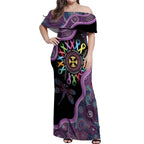 Inspirational Fight Cancers In All Color Personalised Off Shoulder Maxi Dress Dragonfly Aboriginal Art