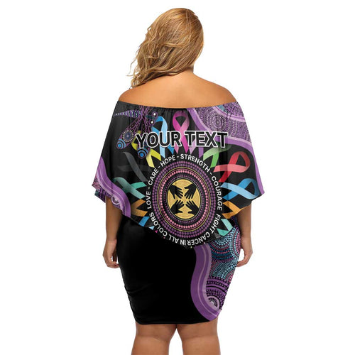 Inspirational Fight Cancers In All Color Personalised Off Shoulder Short Dress Dragonfly Aboriginal Art