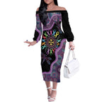 Inspirational Fight Cancers In All Color Personalised Off The Shoulder Long Sleeve Dress Dragonfly Aboriginal Art