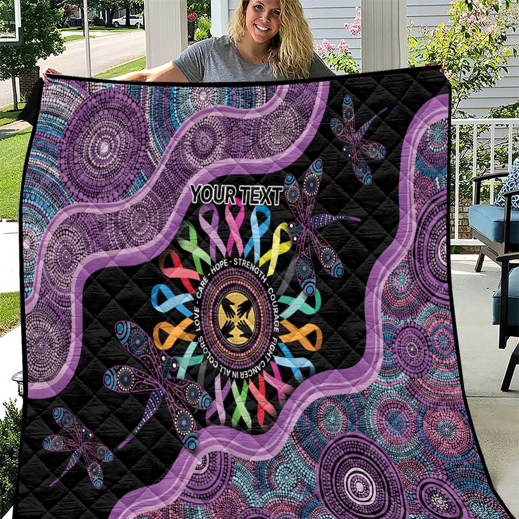 Inspirational Fight Cancers In All Color Personalised Quilt Dragonfly Aboriginal Art