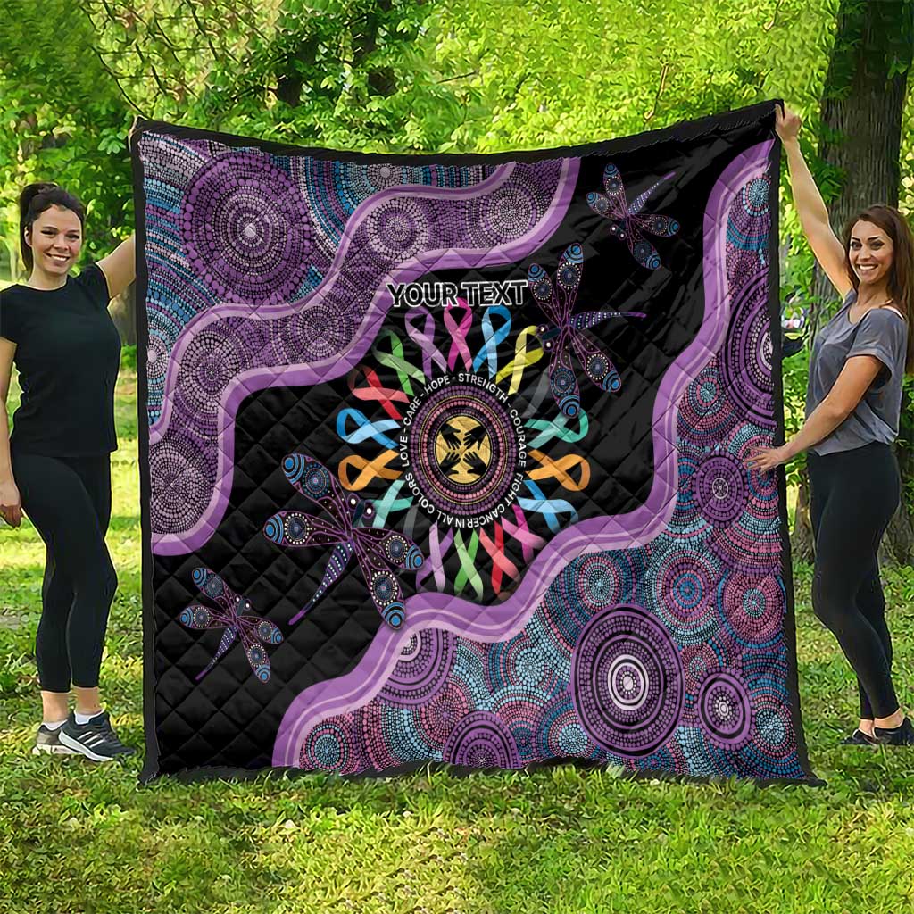 Inspirational Fight Cancers In All Color Personalised Quilt Dragonfly Aboriginal Art