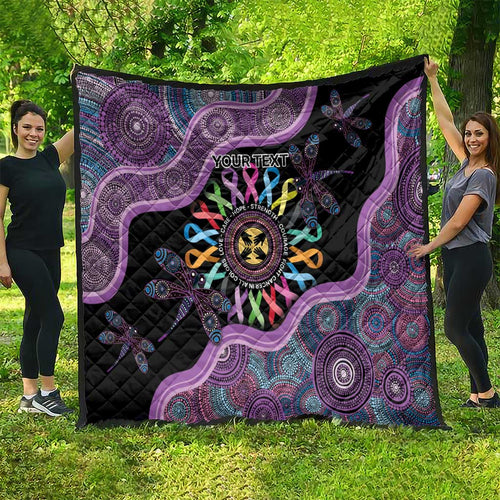 Inspirational Fight Cancers In All Color Personalised Quilt Dragonfly Aboriginal Art