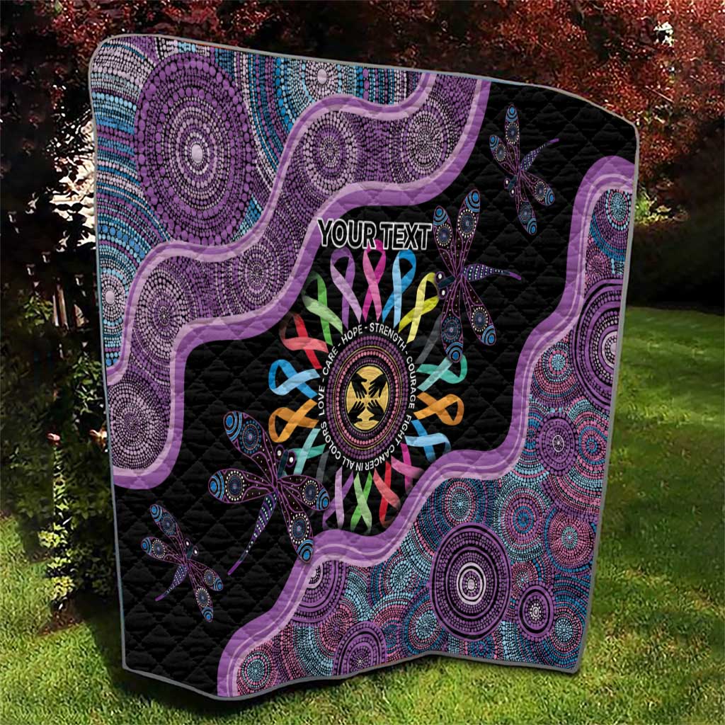 Inspirational Fight Cancers In All Color Personalised Quilt Dragonfly Aboriginal Art