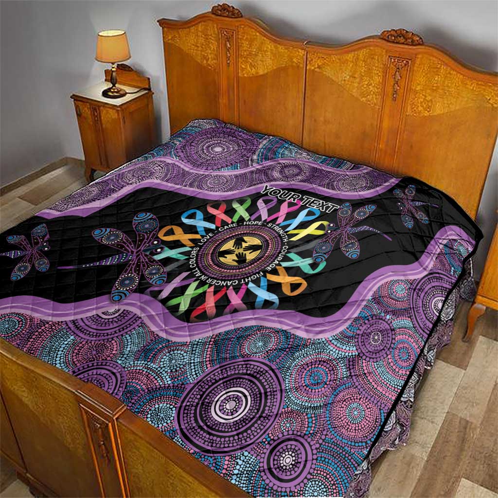 Inspirational Fight Cancers In All Color Personalised Quilt Dragonfly Aboriginal Art