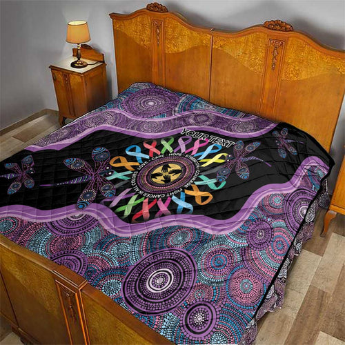 Inspirational Fight Cancers In All Color Personalised Quilt Dragonfly Aboriginal Art