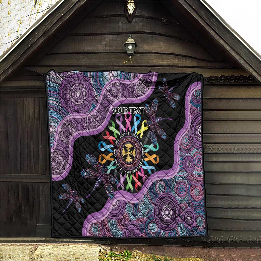 Inspirational Fight Cancers In All Color Personalised Quilt Dragonfly Aboriginal Art