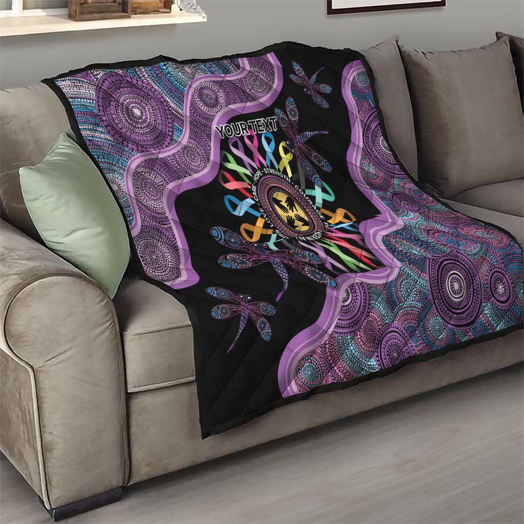 Inspirational Fight Cancers In All Color Personalised Quilt Dragonfly Aboriginal Art