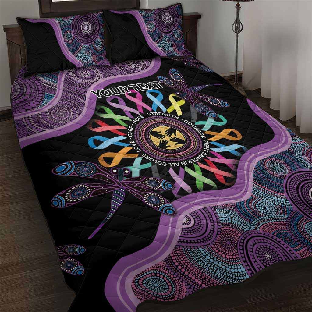 Inspirational Fight Cancers In All Color Personalised Quilt Bed Set Dragonfly Aboriginal Art