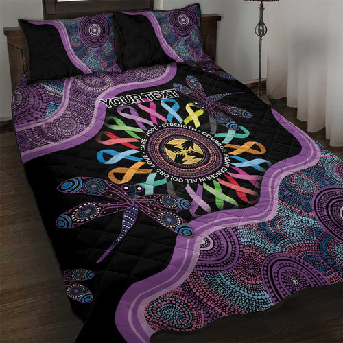 Inspirational Fight Cancers In All Color Personalised Quilt Bed Set Dragonfly Aboriginal Art