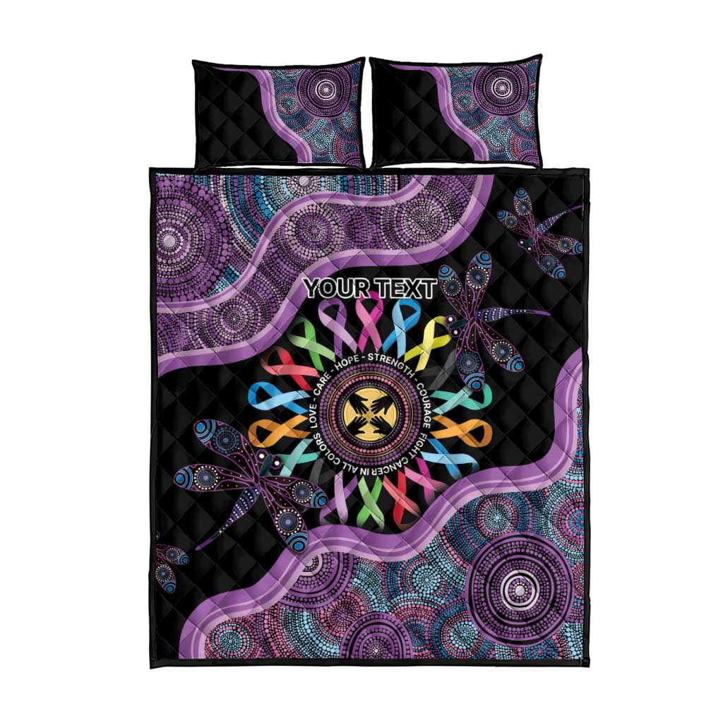Inspirational Fight Cancers In All Color Personalised Quilt Bed Set Dragonfly Aboriginal Art