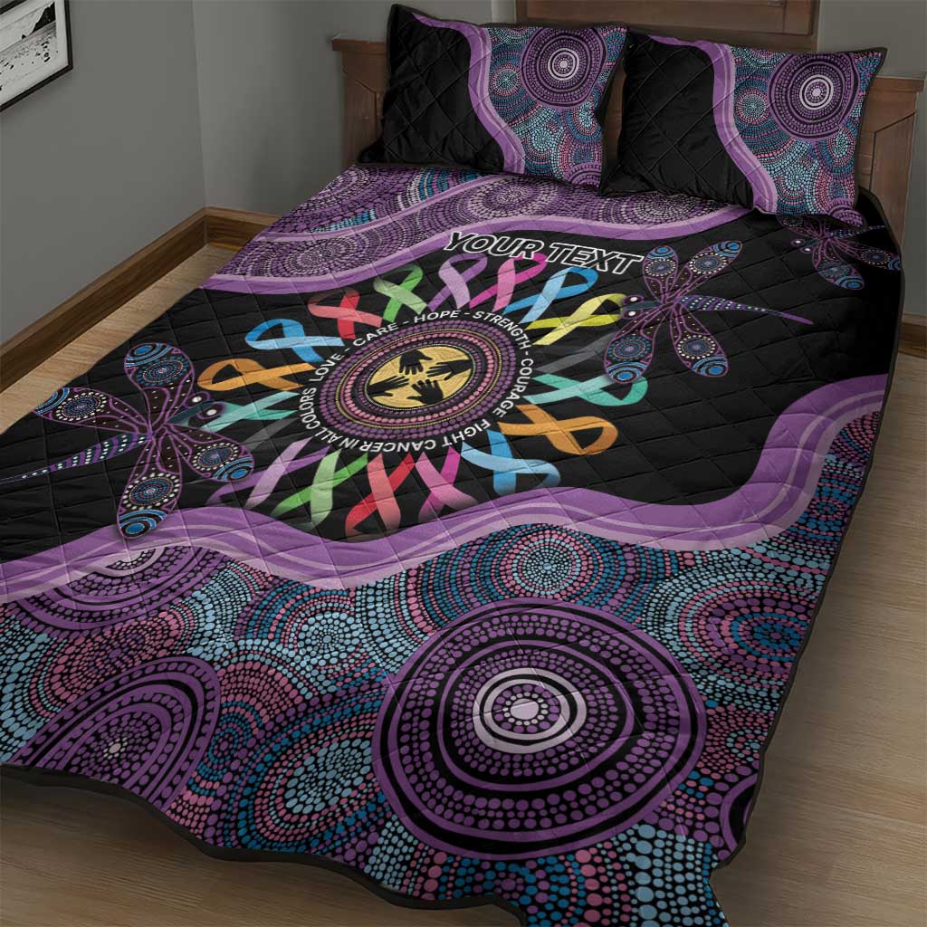 Inspirational Fight Cancers In All Color Personalised Quilt Bed Set Dragonfly Aboriginal Art