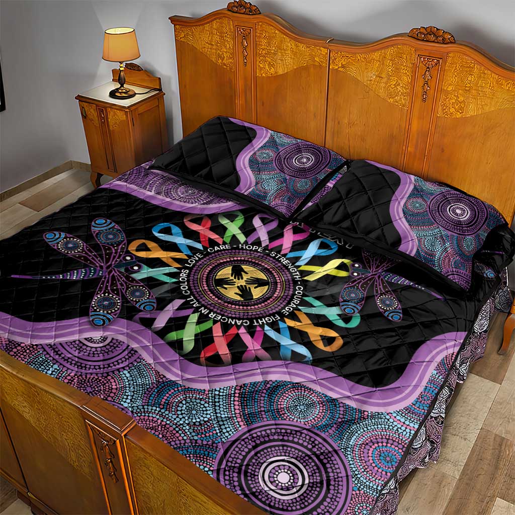 Inspirational Fight Cancers In All Color Personalised Quilt Bed Set Dragonfly Aboriginal Art