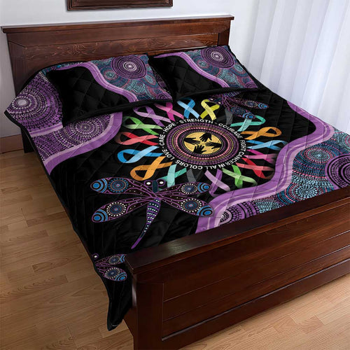 Inspirational Fight Cancers In All Color Personalised Quilt Bed Set Dragonfly Aboriginal Art