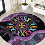 Inspirational Fight Cancers In All Color Personalised Round Carpet Dragonfly Aboriginal Art