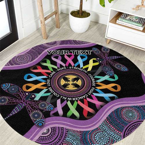 Inspirational Fight Cancers In All Color Personalised Round Carpet Dragonfly Aboriginal Art