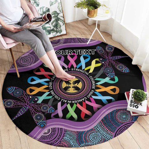 Inspirational Fight Cancers In All Color Personalised Round Carpet Dragonfly Aboriginal Art