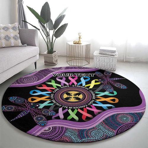 Inspirational Fight Cancers In All Color Personalised Round Carpet Dragonfly Aboriginal Art