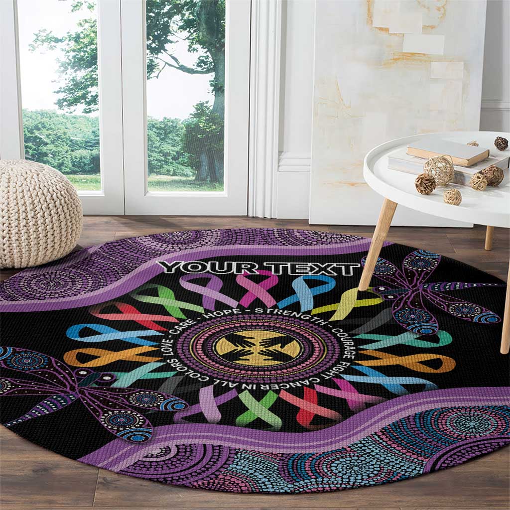 Inspirational Fight Cancers In All Color Personalised Round Carpet Dragonfly Aboriginal Art