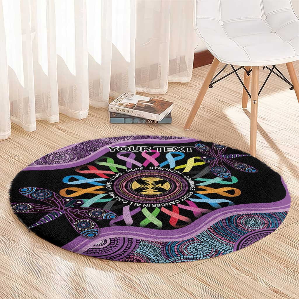 Inspirational Fight Cancers In All Color Personalised Round Carpet Dragonfly Aboriginal Art