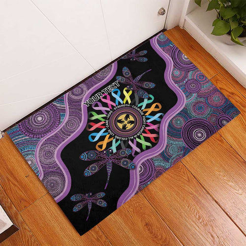 Inspirational Fight Cancers In All Color Personalised Rubber Doormat Dragonfly Aboriginal Art