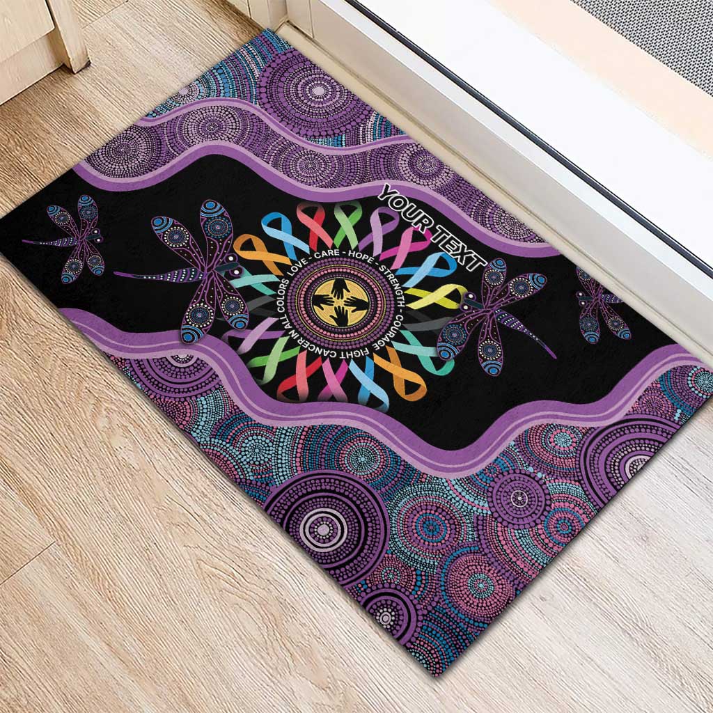 Inspirational Fight Cancers In All Color Personalised Rubber Doormat Dragonfly Aboriginal Art