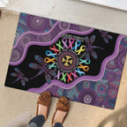 Inspirational Fight Cancers In All Color Personalised Rubber Doormat Dragonfly Aboriginal Art