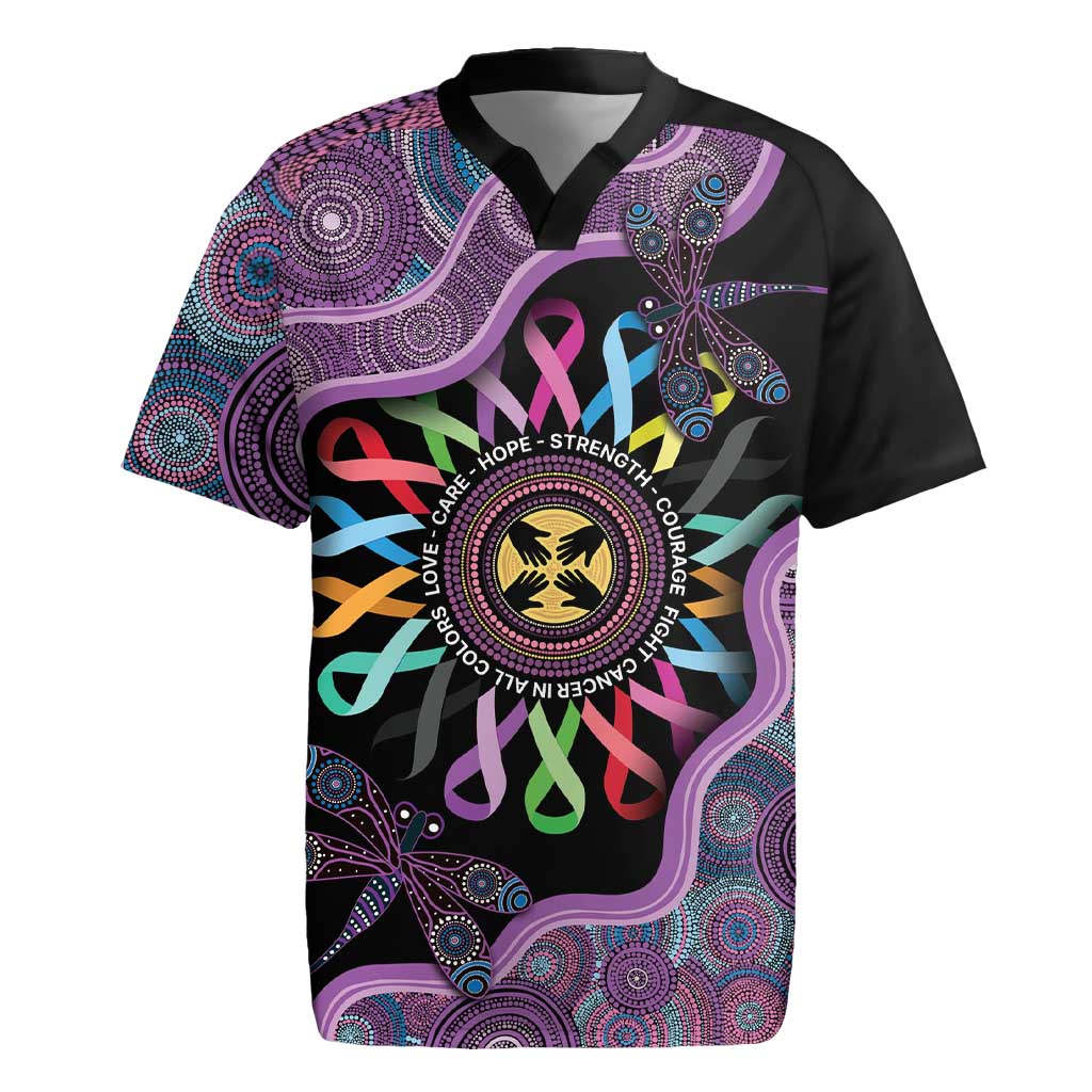 Inspirational Fight Cancers In All Color Personalised Rugby Jersey Dragonfly Aboriginal Art