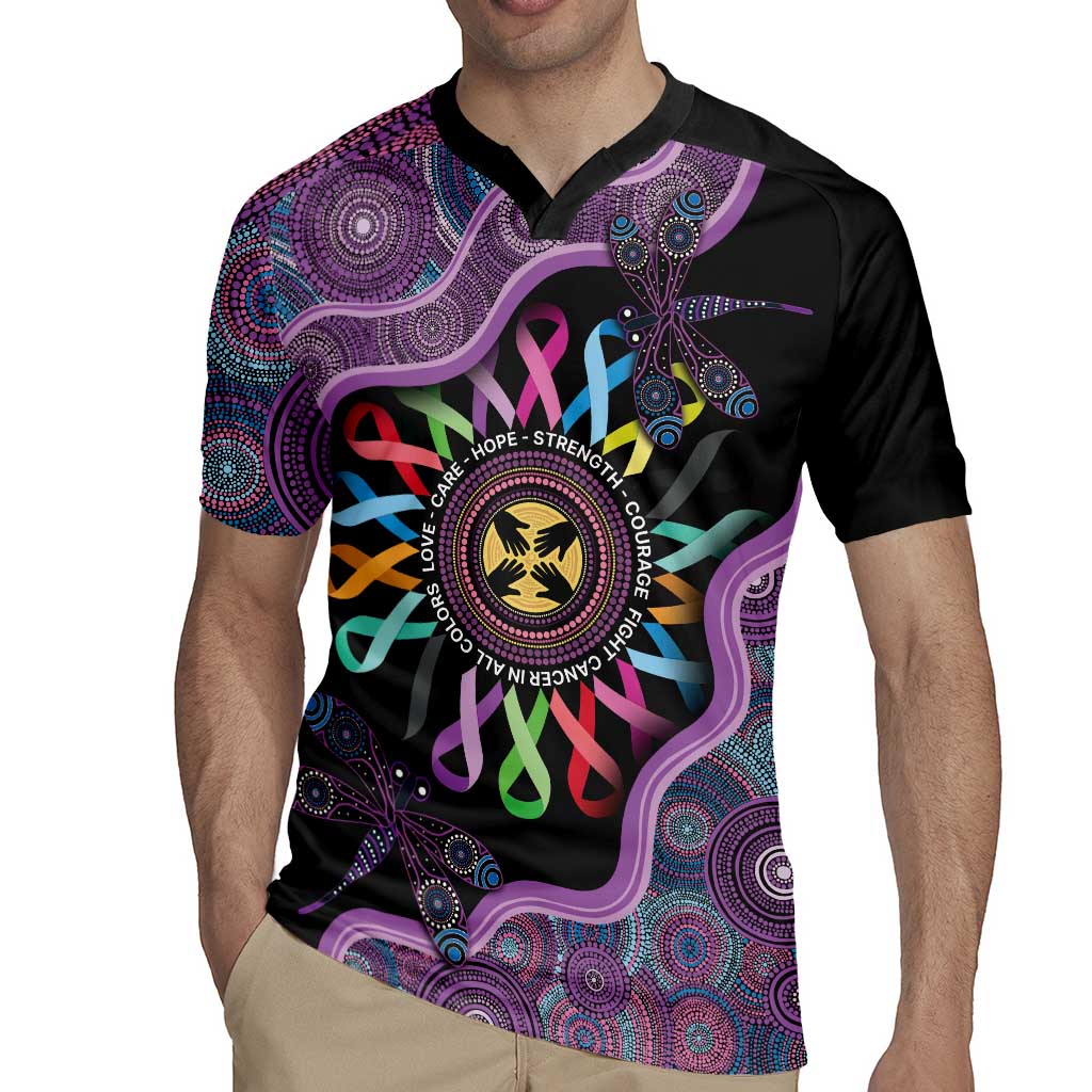 Inspirational Fight Cancers In All Color Personalised Rugby Jersey Dragonfly Aboriginal Art