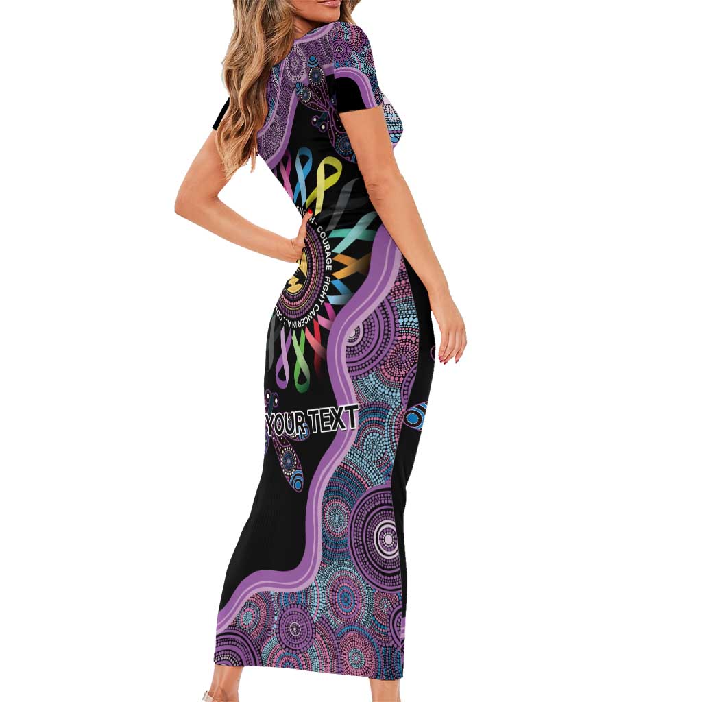 Inspirational Fight Cancers In All Color Personalised Short Sleeve Bodycon Dress Dragonfly Aboriginal Art