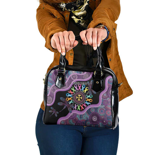 Inspirational Fight Cancers In All Color Personalised Shoulder Handbag Dragonfly Aboriginal Art