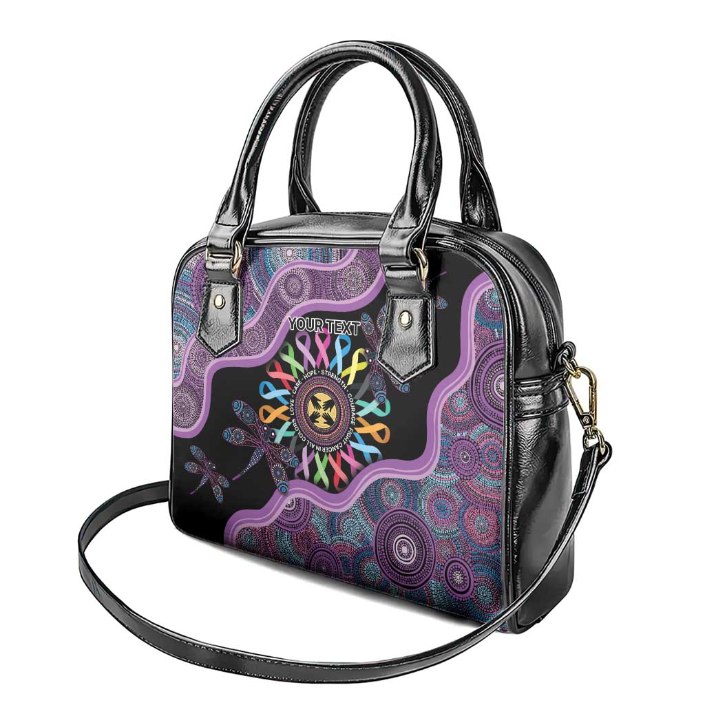 Inspirational Fight Cancers In All Color Personalised Shoulder Handbag Dragonfly Aboriginal Art