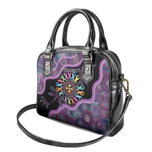 Inspirational Fight Cancers In All Color Personalised Shoulder Handbag Dragonfly Aboriginal Art