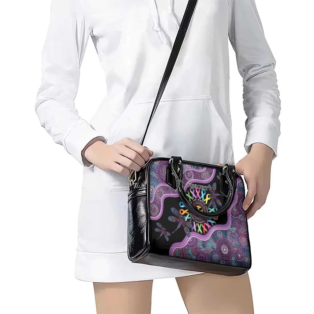 Inspirational Fight Cancers In All Color Personalised Shoulder Handbag Dragonfly Aboriginal Art