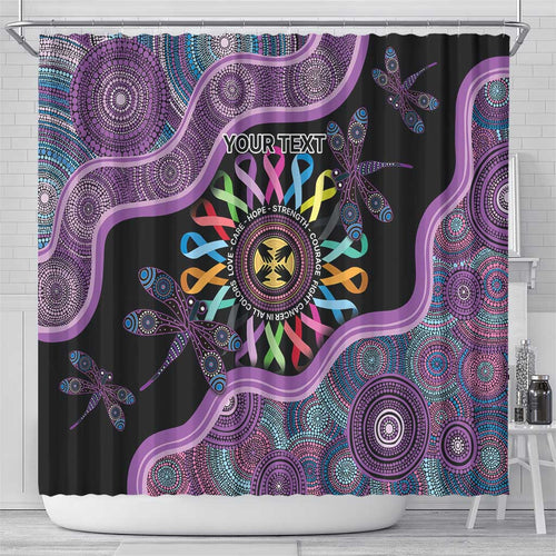 Inspirational Fight Cancers In All Color Personalised Shower Curtain Dragonfly Aboriginal Art