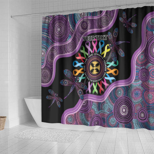 Inspirational Fight Cancers In All Color Personalised Shower Curtain Dragonfly Aboriginal Art