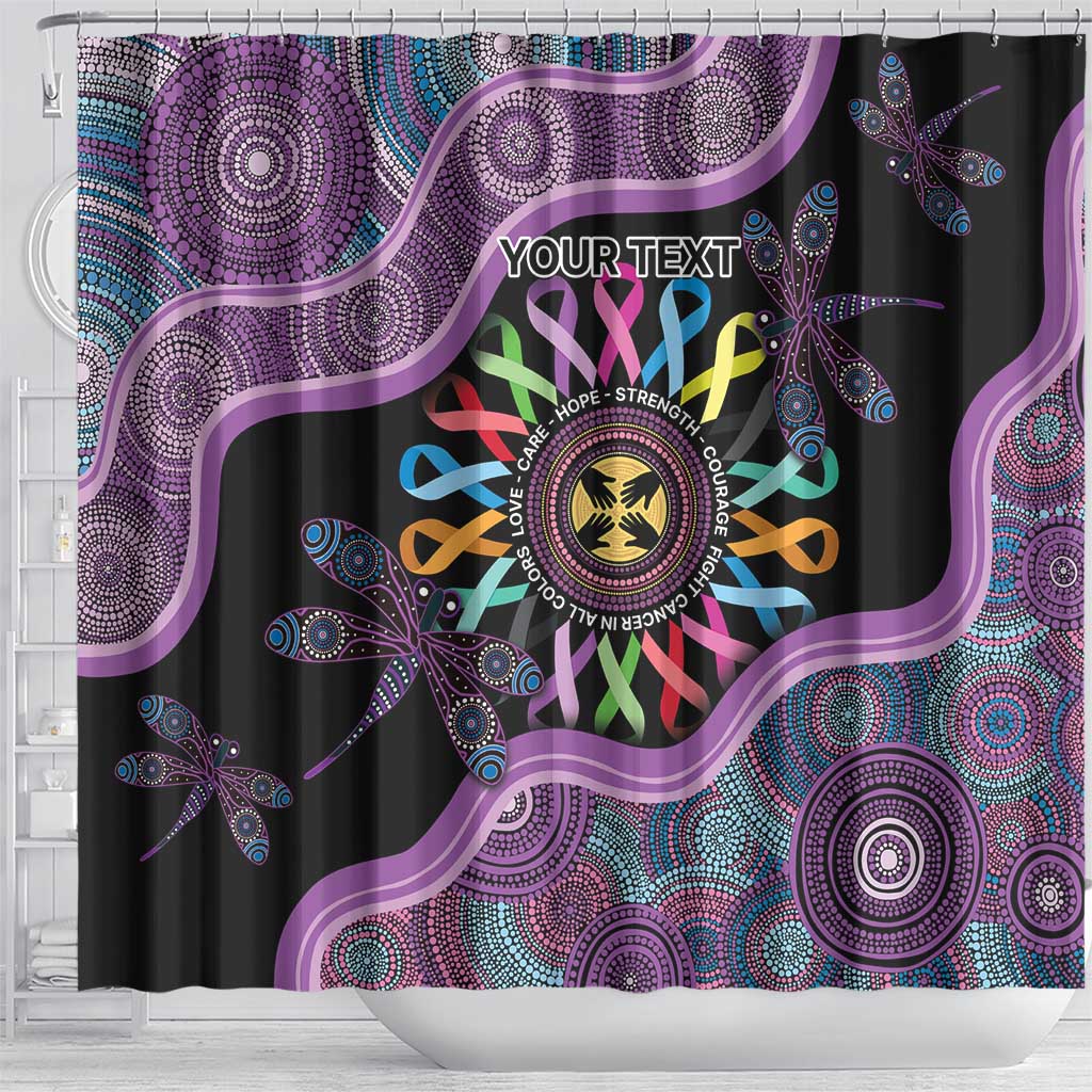 Inspirational Fight Cancers In All Color Personalised Shower Curtain Dragonfly Aboriginal Art