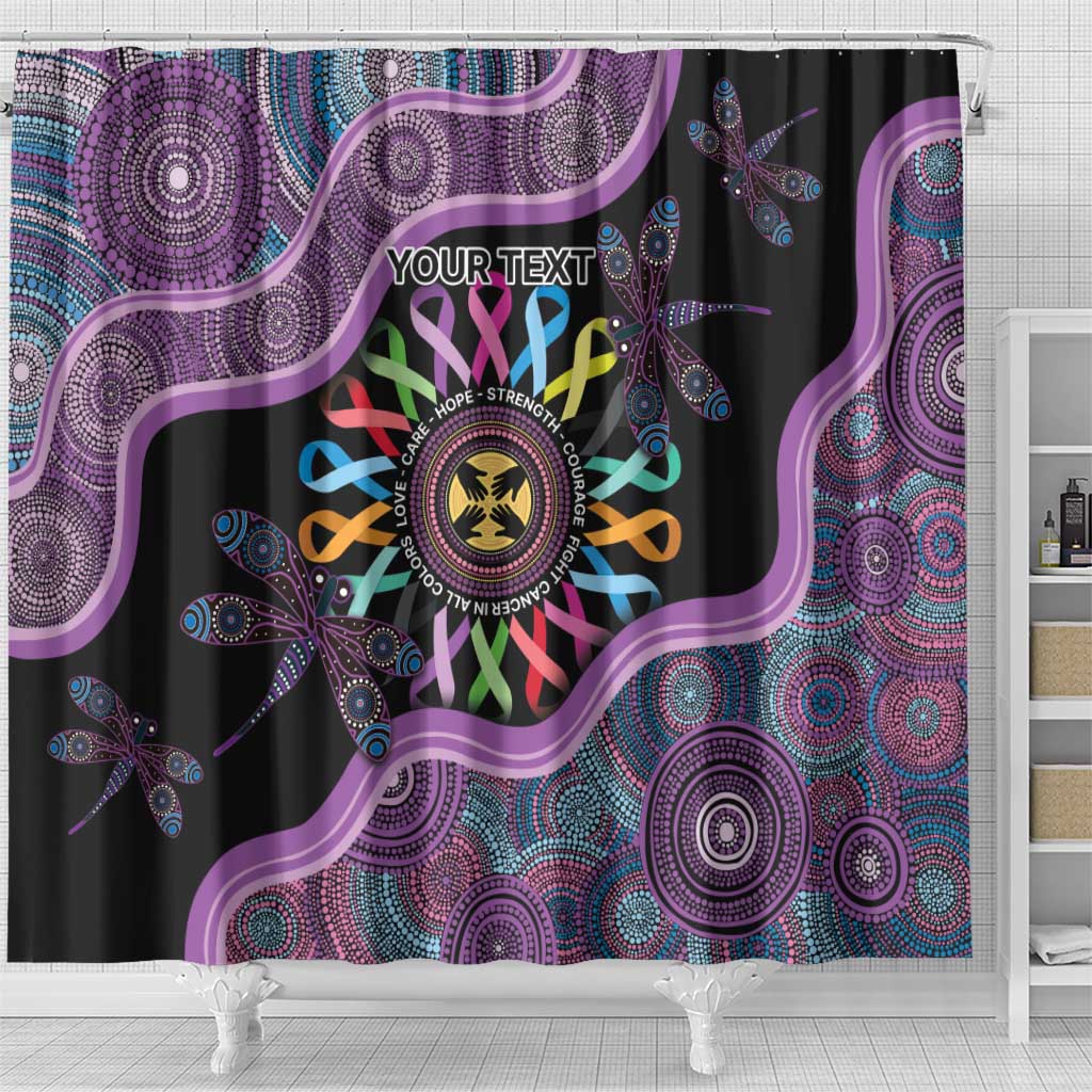 Inspirational Fight Cancers In All Color Personalised Shower Curtain Dragonfly Aboriginal Art