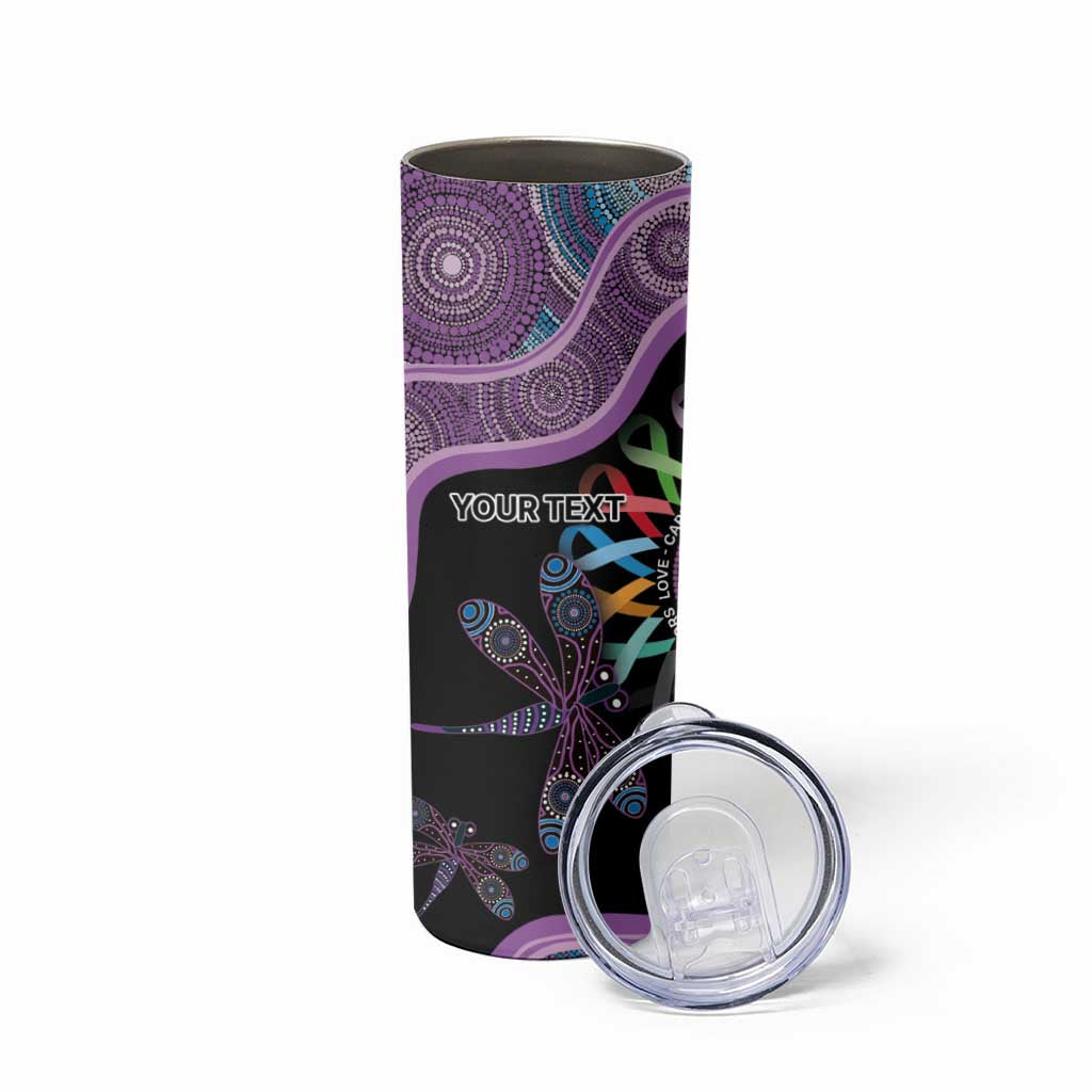 Inspirational Fight Cancers In All Color Personalised Skinny Tumbler Dragonfly Aboriginal Art
